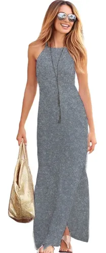 Vestido gris largo casual sale