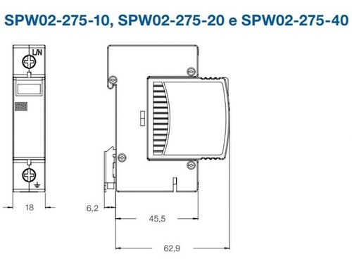 Protetor De Surto Dps 20ka 275vca Classe 2 Spw02-275-20 Weg