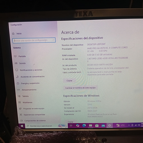 Cpu Lenovo M715s Amd Ram 8 Gb Ddr4 Disco 500 Gb Wifi (Usado)