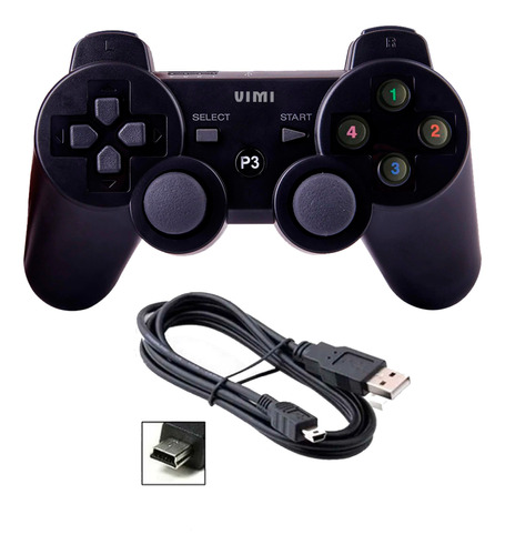 Control Joystick Inalámbrico Compatible Con Ps3 Mas Cable 2m