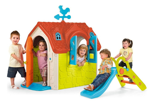 Casita Para Niños Feber Lovely House Con Tobogán Color Azul claro Liso