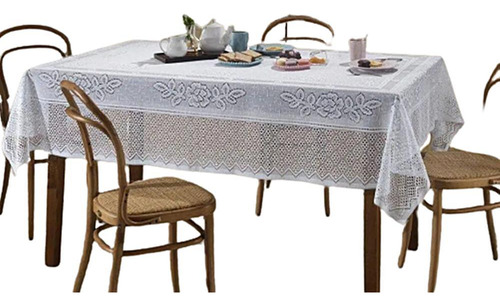 Toalha De Mesa Renda Clássica Branca 06 Lugares 150x220 Cm