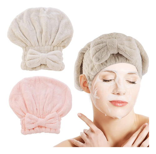 Aevbsoy 2 Pack Gorro De Microfibra Para Secar El Pelo...