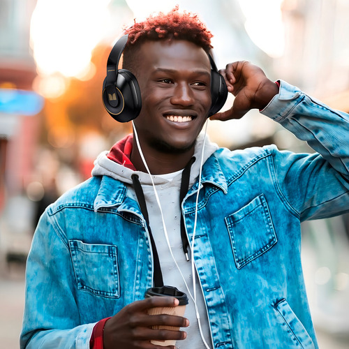 Fone Headphone Gamer Dobrável Bluetooth 5.3 Som Hi-fi Cor Preto Luz Azul