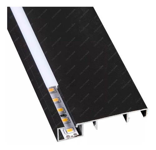 Perfil Tira Led Para Zocalo Aluminio Piso Negro 1m Interior