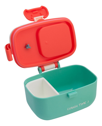 Contenedor Lunch Box Hermético Tapa Divisiones 5 Pzas 450 Ml Color Azul/rojo
