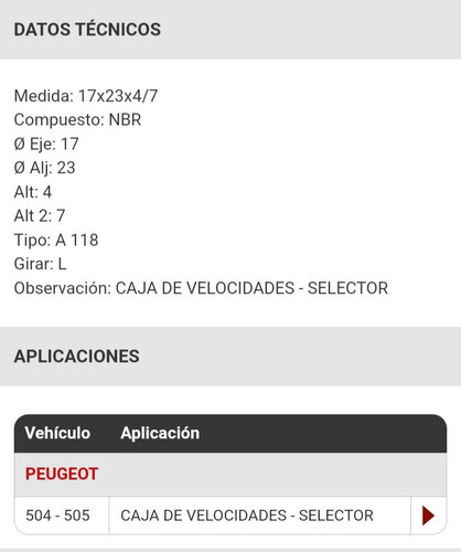 Reten Caja De Velocidades Selector Peugeot 504 505 Cod 9190