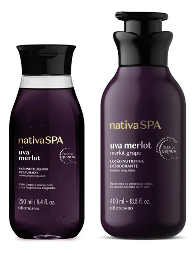 Combo Nativa Spa Uva Merlot Hidratante + Sabonete Líquido