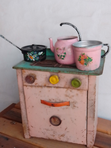 Lote Antiguos Juguetes Cocina Olla Pava Chapa Decoración 