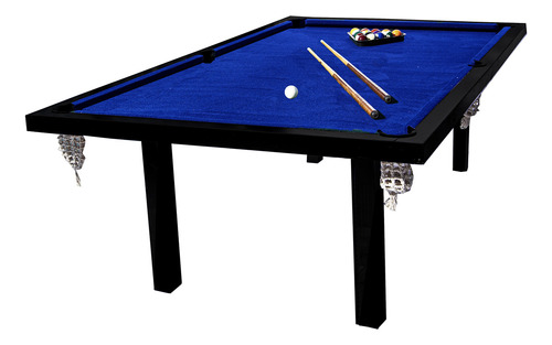 Mesa de Pool Deportes Brienza Profesional de 2.4m x 1.4m x 0.8m color negro con superficie de juego de mdf, paño azul y redes color blanco