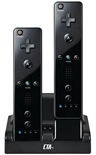 Cta Digital Wii Remote Estación De Carga Dual Con 2 Baterías