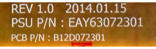 Fuente LG Eay63072301 / B12d072301 / Modelo 70lb7100-uc (Usado)