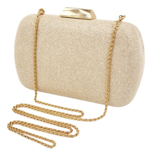 Bolsa Festa Clutch Brilhante Casamento Madrinha Rose Chumbo Cor Dourado