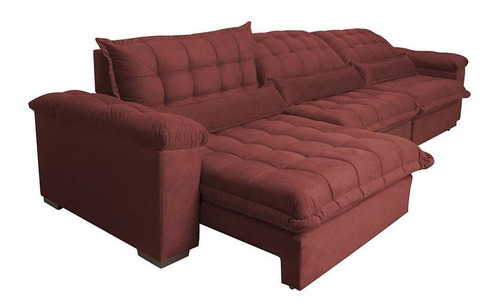 Sofá Retrátil e Reclinável 3,22m com Molas Ensacadas Cama inBox Aconchego Tecido Suede Vermelho