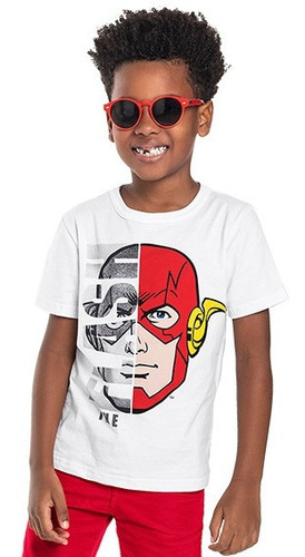 Camiseta The Flash Meia Malha Penteada Marlan F6004 T 4 À 10