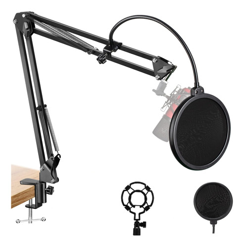 Kit Profesional Brazo Microfono Antipop Soporte Araña Studio