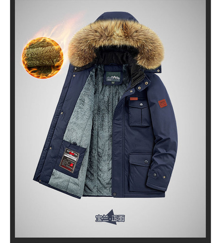 Abrigo Algodón Con Cuello Pelo Felpa Invierno Para Hombre