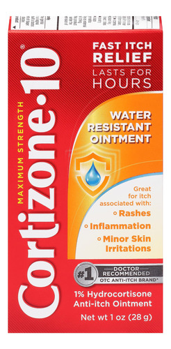 Cortizone-10, Pomada Antipicazon Resistente Al Agua, 1 Onza