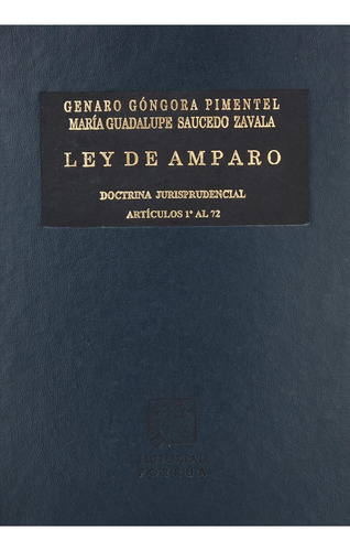 LEY DE AMPARO: No, de Góngora Pimentel, Genaro David., vol. 1. Editorial EDITORIAL PORRUA MEXICO, tapa blanda, edición 18, 2019 en español, 2009