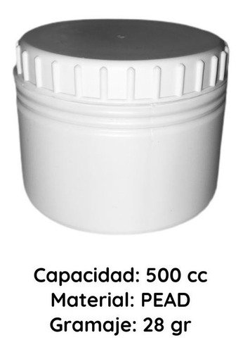 Imagen 5 de 10 de Potes Plasticos 500 Cc Pead Blanco X 80 Un.