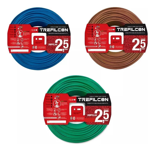 Cable Unipolar 2.5mm Trefilcon Rollo X 50 Mts Pack X 3