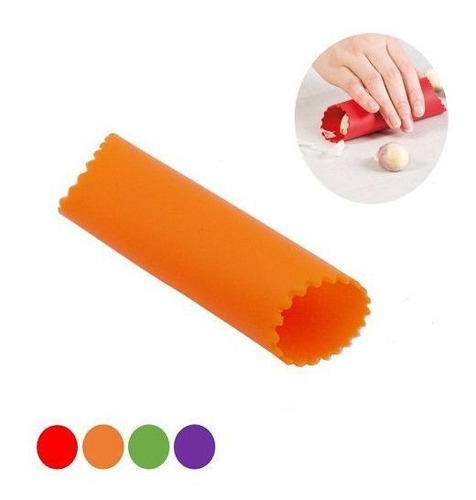 Pelador de ajo de silicona de color naranja