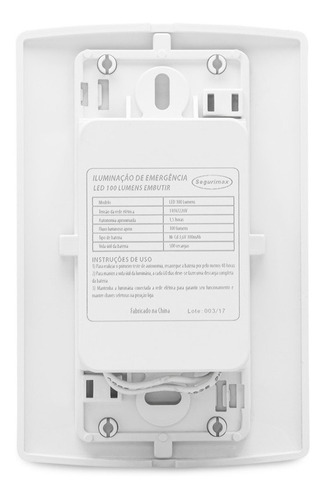 Luminária de emergência Segurimax 25684 LED com bateria recarregável 110V/220V branca
