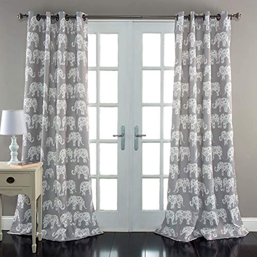 Juego De Cortinas Para Ventanas Con Estampado De Elefantes D