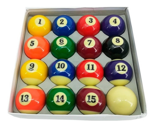 Juego De Bola De Pool 57 Mm X 16 Medidas Profesional En Caja