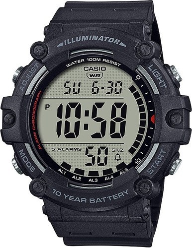 Reloj Casio Large Hd Digital 10y Resina Cuarzo Hombre Color de la correa Negro