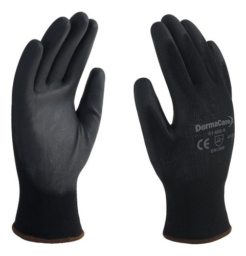 Guante Nylon Negro Con Poliuretano En Palma 51-600 Dermacare