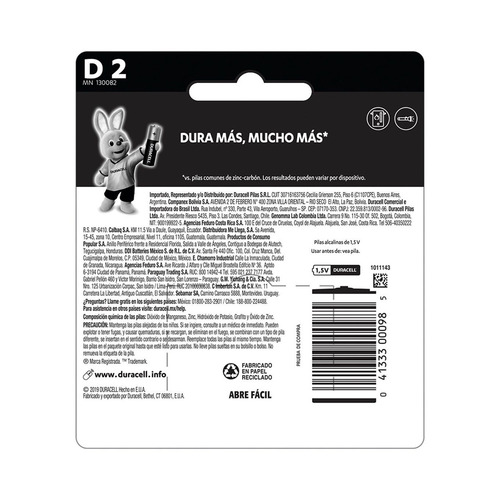 Imagen 3 de 9 de Pila Alcalina Duracell Blíster D X2 15000 Mah