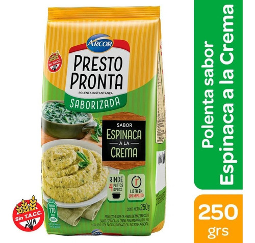 Polenta Sabor Espinaca Y Crema Presto Pronta X 250gr