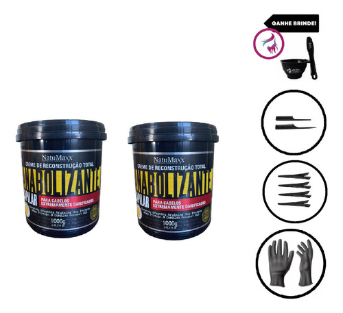 Kit 02 Máscaras Anabolizante Capilar Natumaxx 1kg Cada