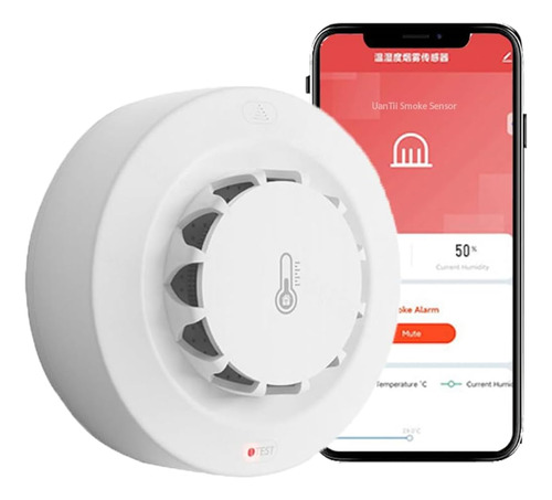 Detector De Humo Temperatura Humedad Wifi Inteligente Tuya A