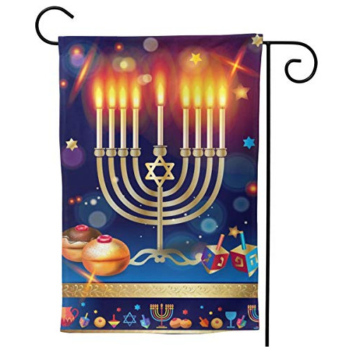 Banderín De Feliz Hanukkah Jardín Doble Cara Vertical...
