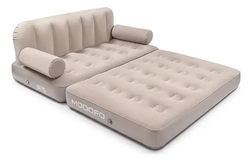 Modofo Sofa Cama Inflável 2 Em 1 Bomba Integrada 800kg Bege Bege