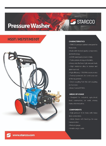 Hidrolavadora Industrial Starcco 5 Hp Psi Trifasica Uso Rudo