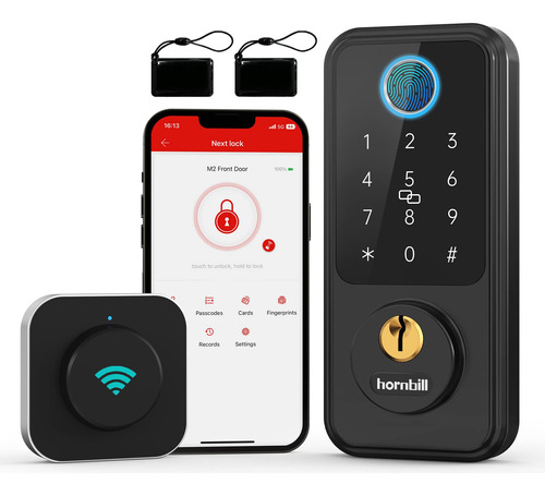 Hornbill Wi-fi Lock Smart Deadbolt Smart, Bloqueo De Puerta