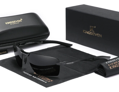 Gafas de sol polarizadas Kingseven N7241 de aluminio Uv400, color negro
