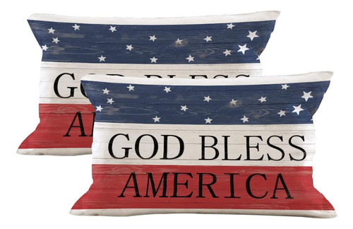 Gtext Paquete De 2 Fundas De Cojín God Bless America, 12 X 2