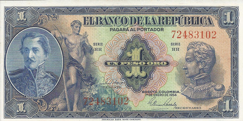 Colombia 1 Peso 1 Enero 1954