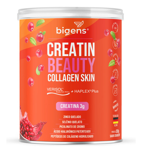 Creatin Beauty Collagen Skin: Colágeno Verisol® + Haplex® Plus + Creatina Com Zinco, Selênio, Cromo, Ácido Hialurônico E Colágeno Hidrolisado | Bigens