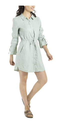 Vestido Lino Orgánico Mujer Filipinas Turquesa Rockford