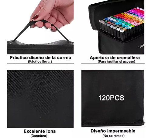 Set De Marcadores Touch Doble Punta X120 A Base De Alcohol