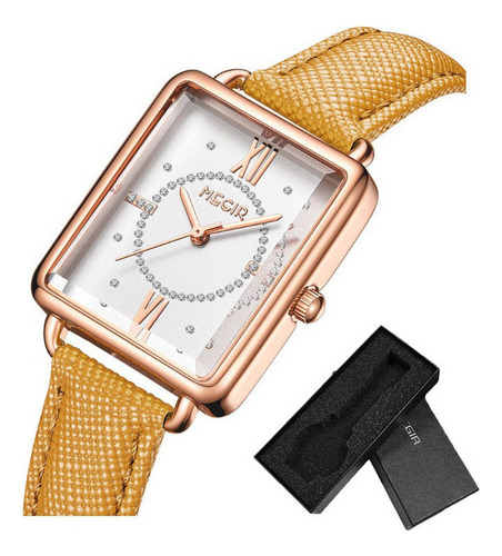 Reloj De Cuarzo Megir Simple Leather Diamond Para Mujer