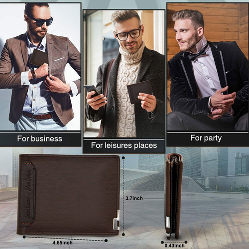 Imagen 6 de 7 de Cartera Caballero Billetera Para Hombre Cuero Con Monedero
