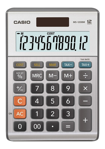 Calculadora De Escritorio Casio Ms-120bm, Solar Y Pila, 12 D