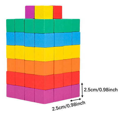 Cubos De Madera Coloridos Sólidos, 2,5 Cm 100 Piezas