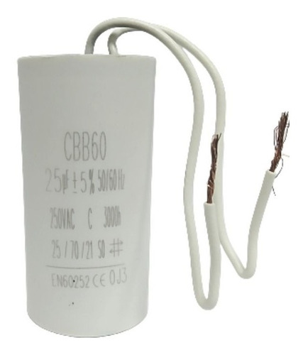 Imagen 1 de 1 de Capacitor Para Bomba De Agua 25uf. 250vac De Cable